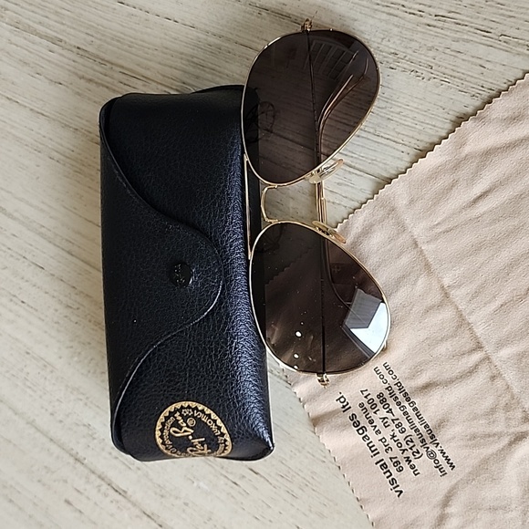 Used Gold Colored Ray-Ban Frames with Prescription Lenses - Picture 1 of 4